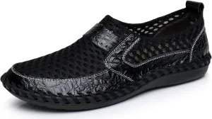 Men's Mesh Breathable Walking Loafers Outdoor Lightweight Slip-on Mesh Casual Shoes Stitching Honeycomb Hiking Shoes