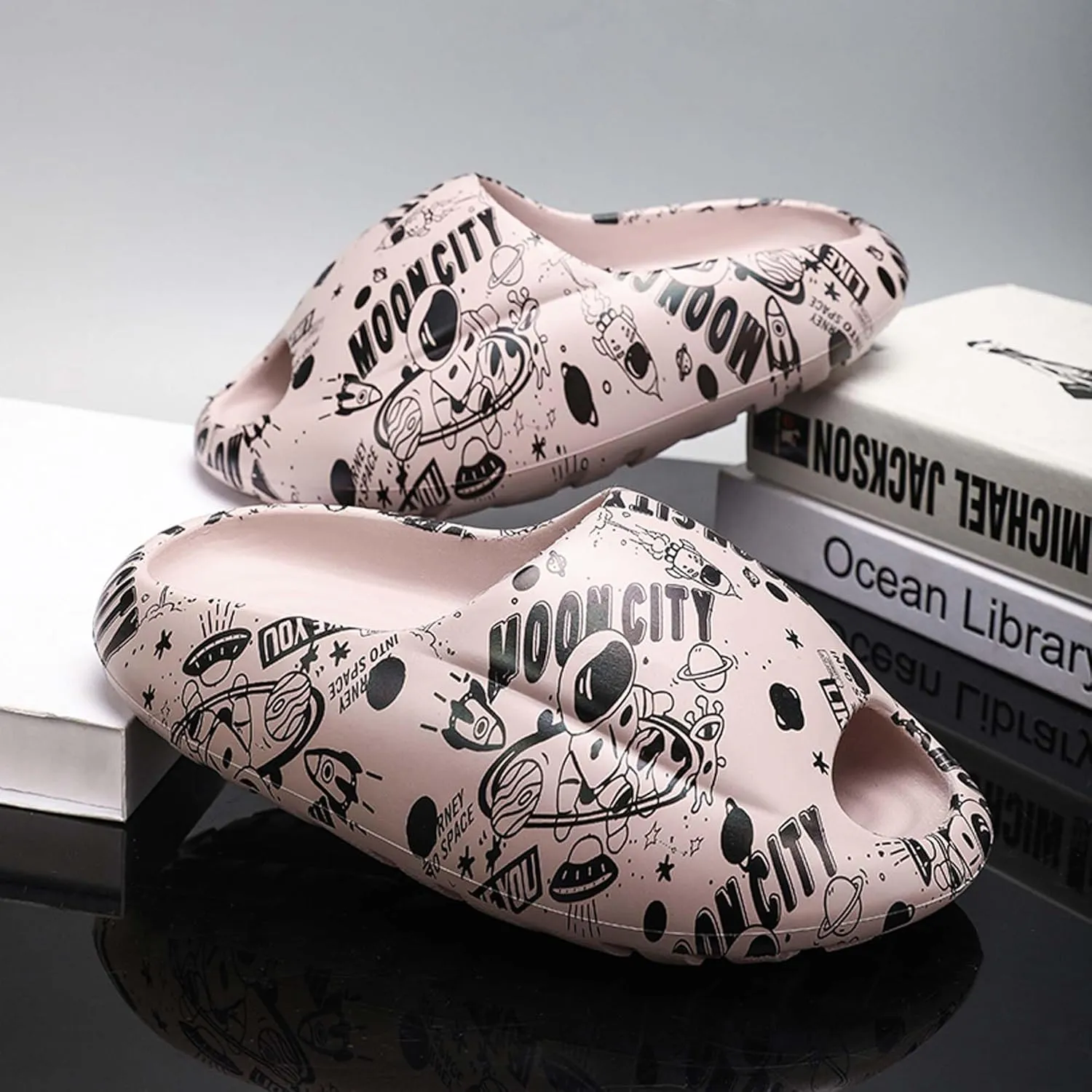 Men's Open Toed EVA Non Slip Slippers Comfortable Sandals for Bathroom Showers Swimming Pools Beach Slippers
