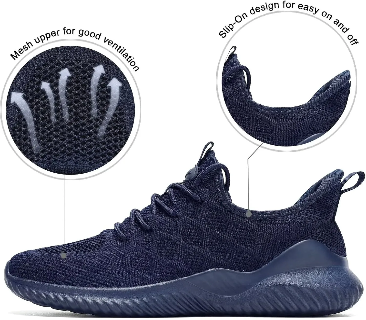 Mens Running Shoes Slip on Tennis Walking Sneakers Casual Mesh Breathable Lightweight Work Sport Shoes