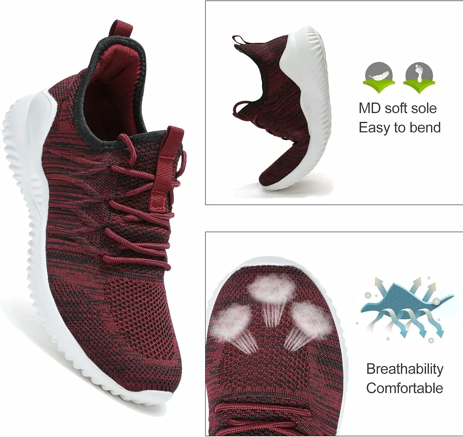 Mens Running Shoes Slip-on Walking Sneakers Lightweight Breathable Casual Soft Sole Trainers