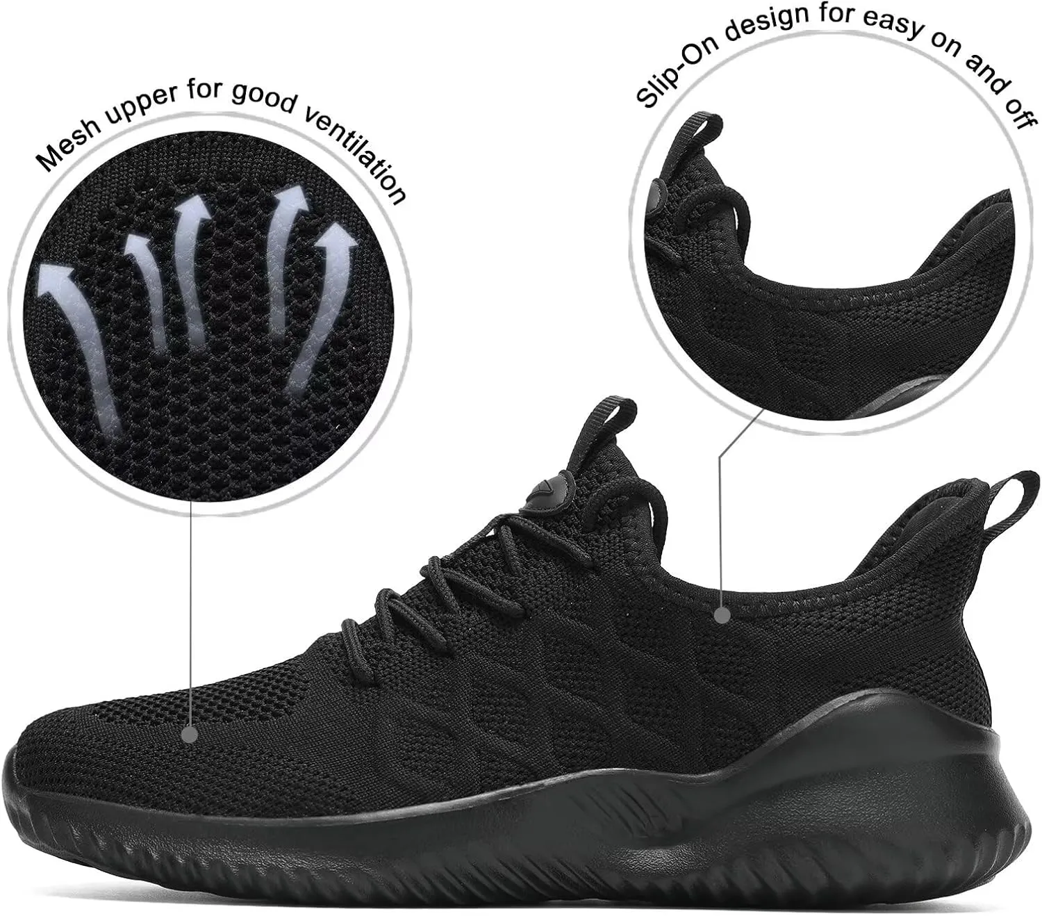 Mens Running Shoes Slip-on Walking Tennis Sneakers Mesh Lightweight Breathable Casual Soft Sole Work Shoes
