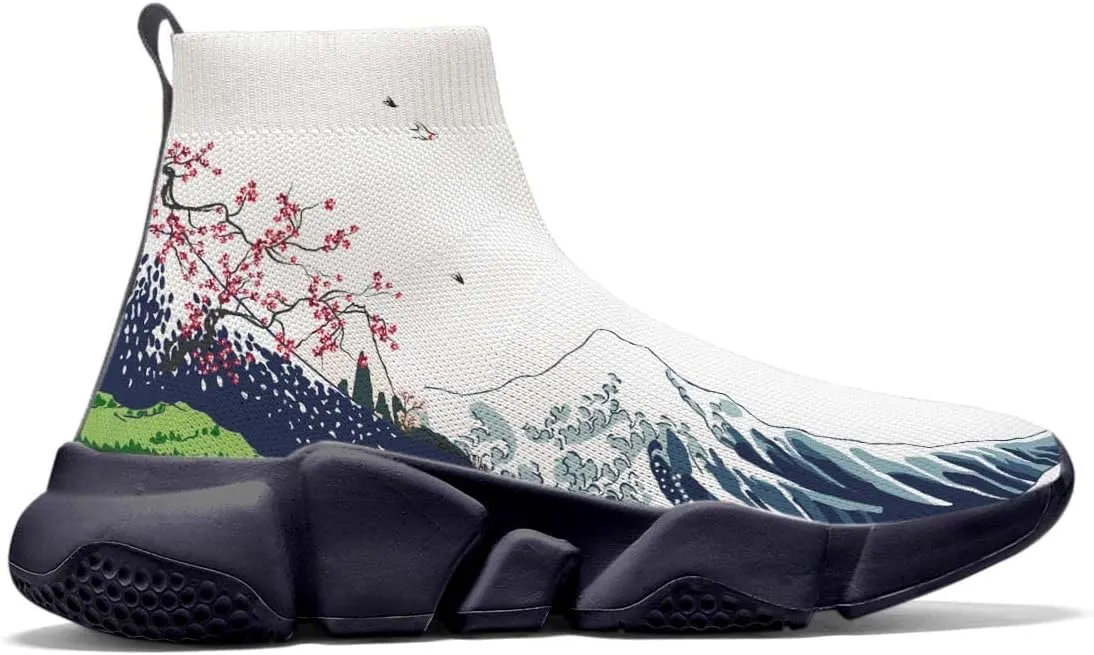 Mens Running Sneakers Art Graffiti Painted Shoes Mesh Breathable Slip-on Womens Tennis Shoes