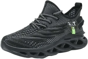 Men's Shock Absorption Blade Type Shoes, Breathable Lace Up Non-Slip Shoes for Jogging Walking