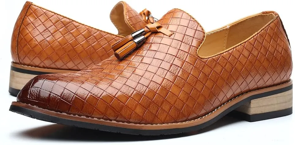 Mens Slip On Dress Shoes Leather Tassel Loafers
