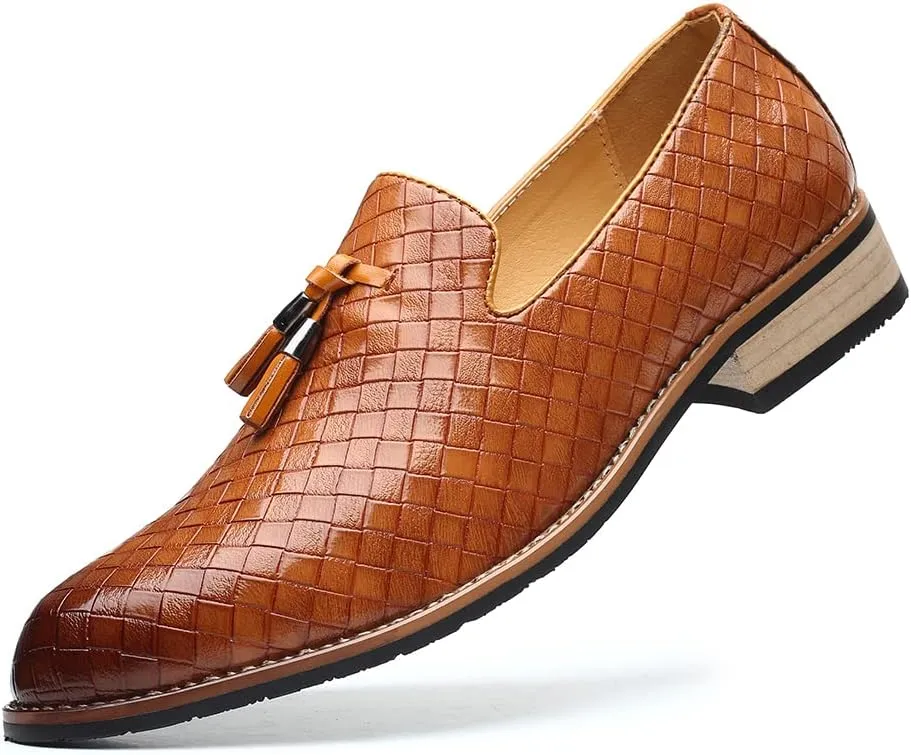 Mens Slip On Dress Shoes Leather Tassel Loafers