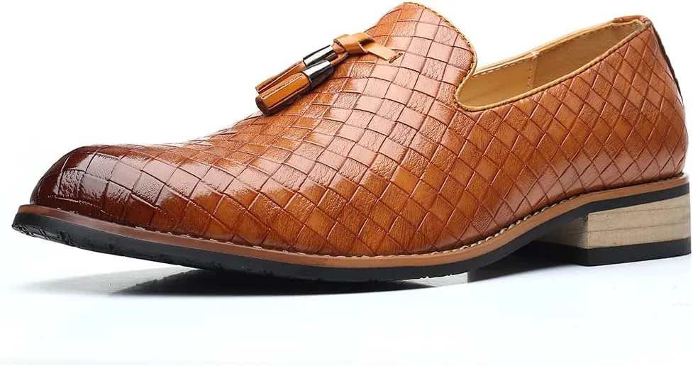 Mens Slip On Dress Shoes Leather Tassel Loafers