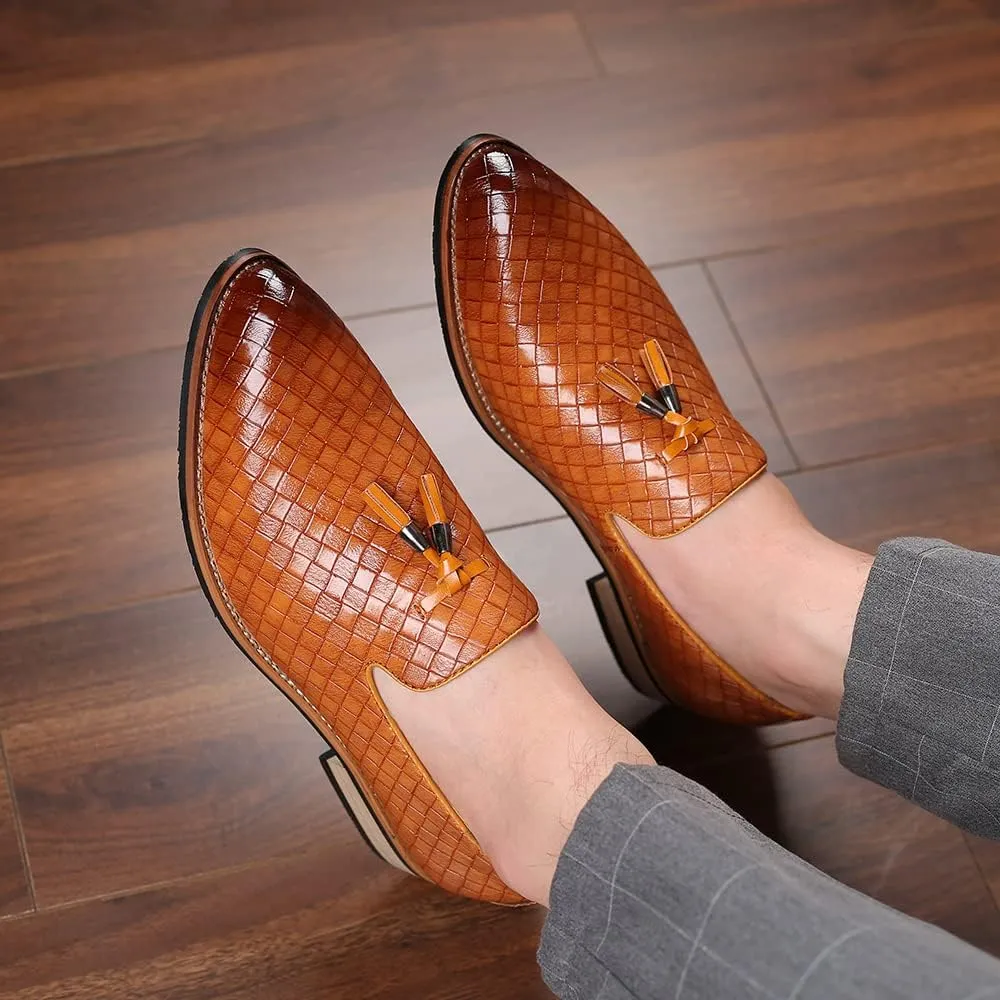 Mens Slip On Dress Shoes Leather Tassel Loafers