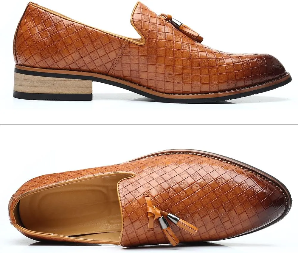 Mens Slip On Dress Shoes Leather Tassel Loafers