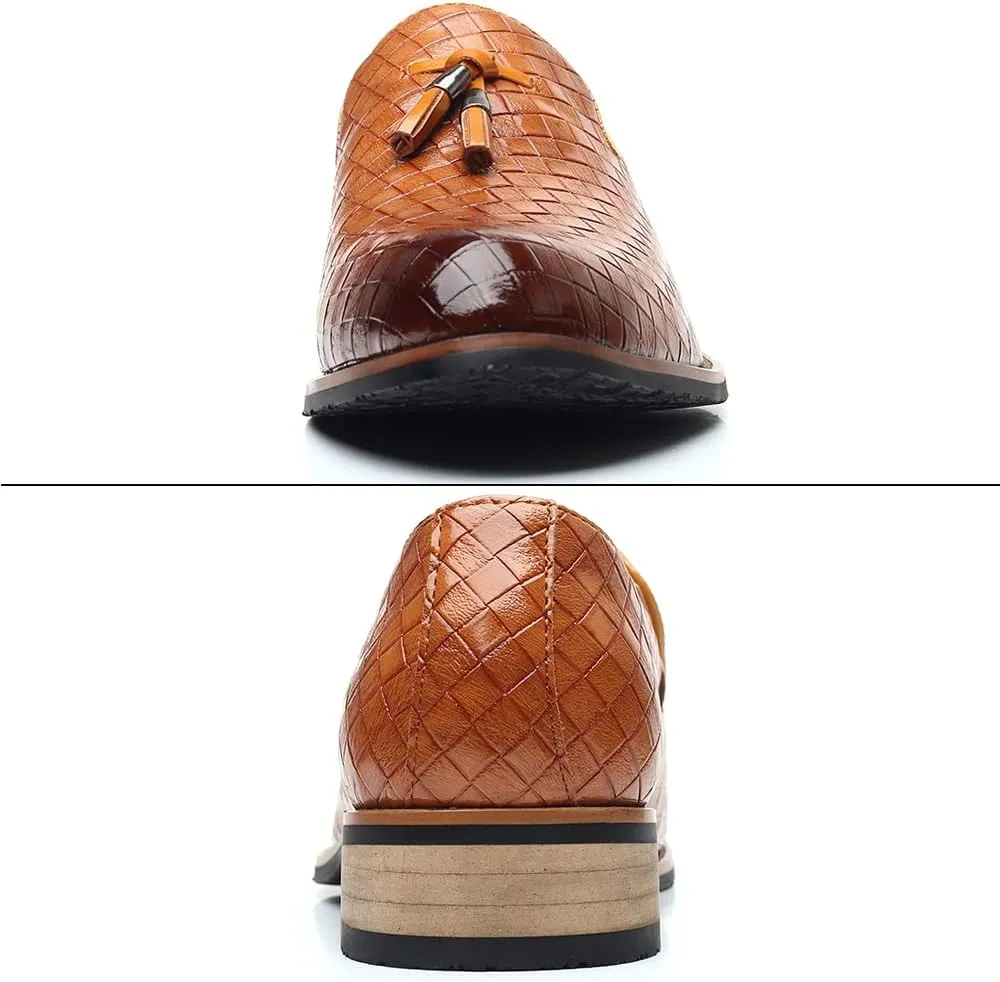 Mens Slip On Dress Shoes Leather Tassel Loafers