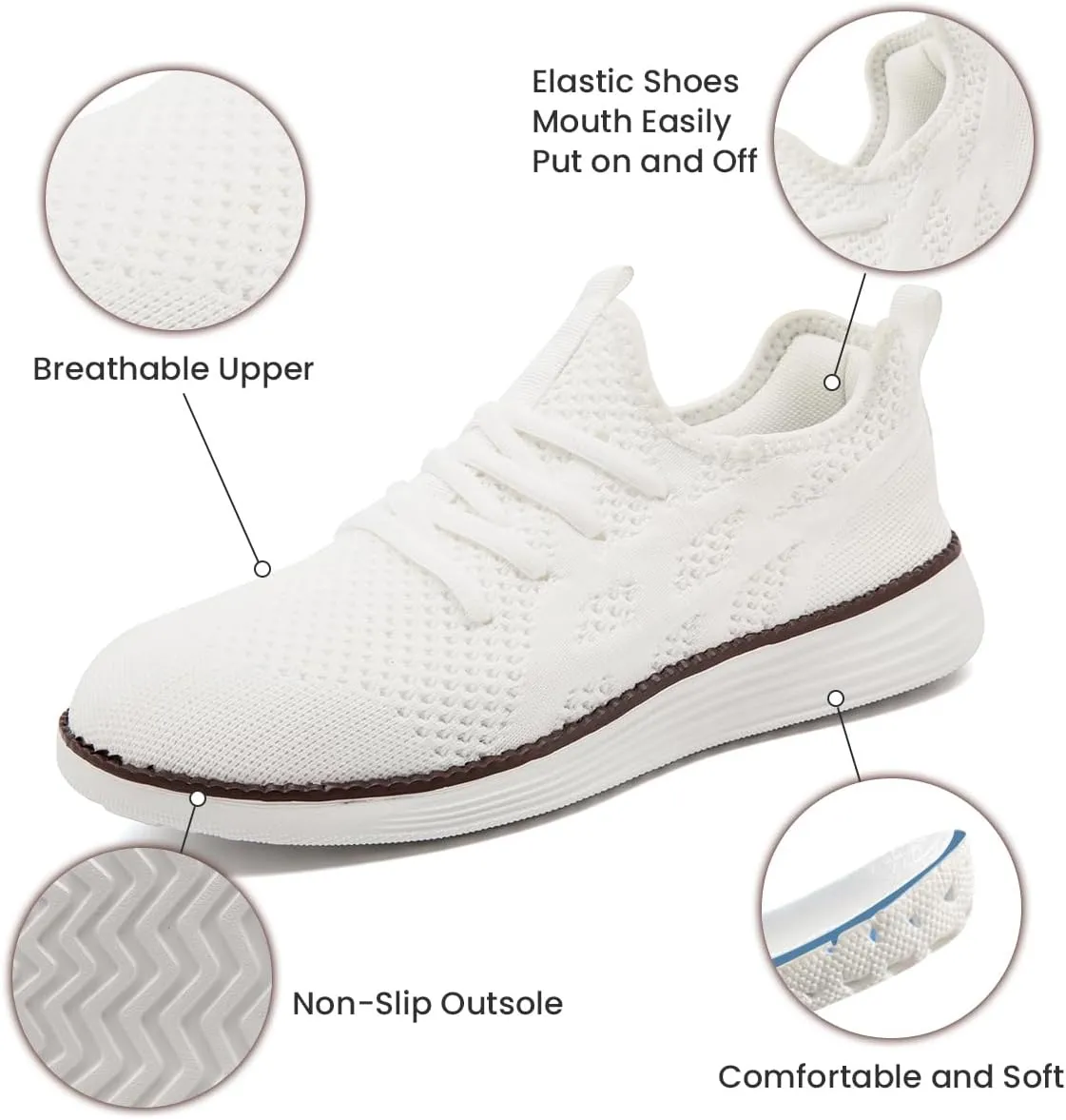 Mens Slip On Sneakers Walking Tennis Shoes Running Gym Athletic Workout Non Slip Fashion Casual Lightweight Breathable Soft Sole Mesh