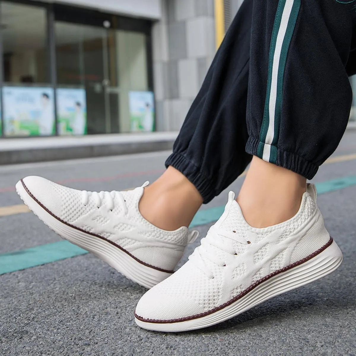 Mens Slip On Sneakers Walking Tennis Shoes Running Gym Athletic Workout Non Slip Fashion Casual Lightweight Breathable Soft Sole Mesh