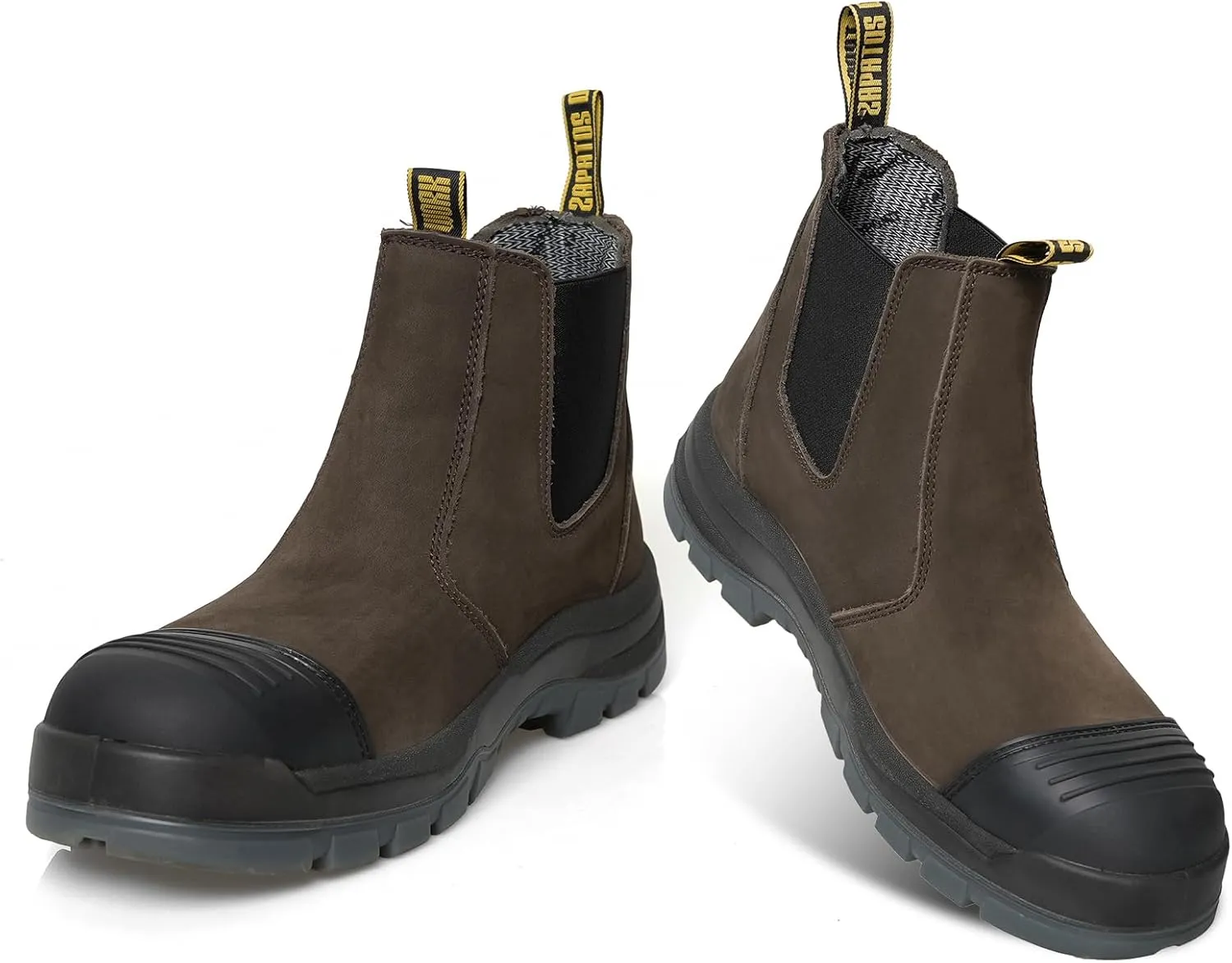 Men's Slip on Soft/Composite Toe Slip Resistant Waterproof Puncture-proof Work Boots