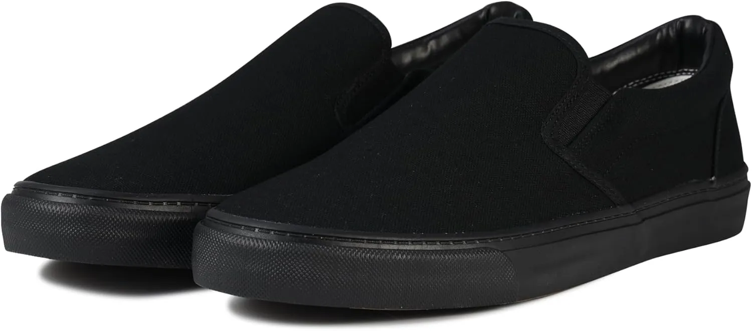 Men's Sneakers Classic Low Top Slip On Shoes Wide Canvas Skate Loafers Sneakers with Soft Insole Causal Dress Shoes for Men Comfortable Walking Shoes Slip on Sneakers for Men