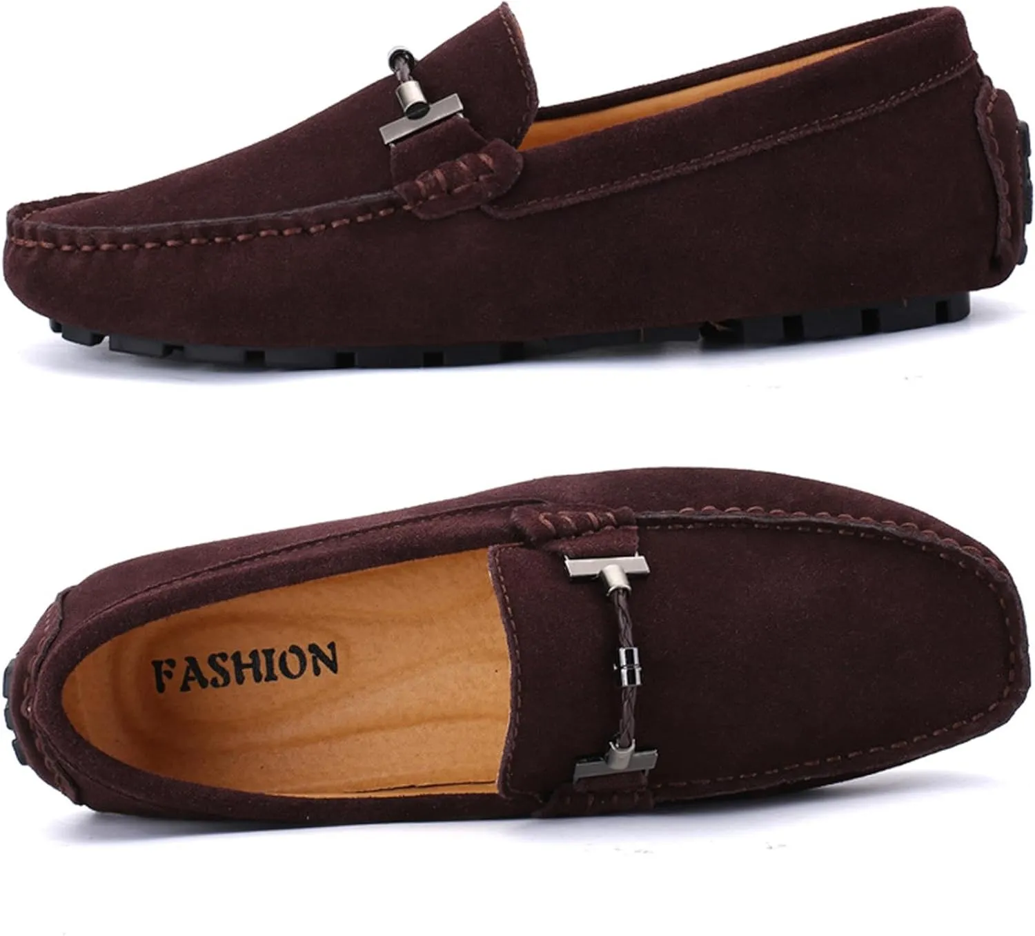 Men's Suede Leather Dress Loafers Slip On Casual Shoes Lightweight Soft Penny Loafers Driving Shoes Classic Moccasins