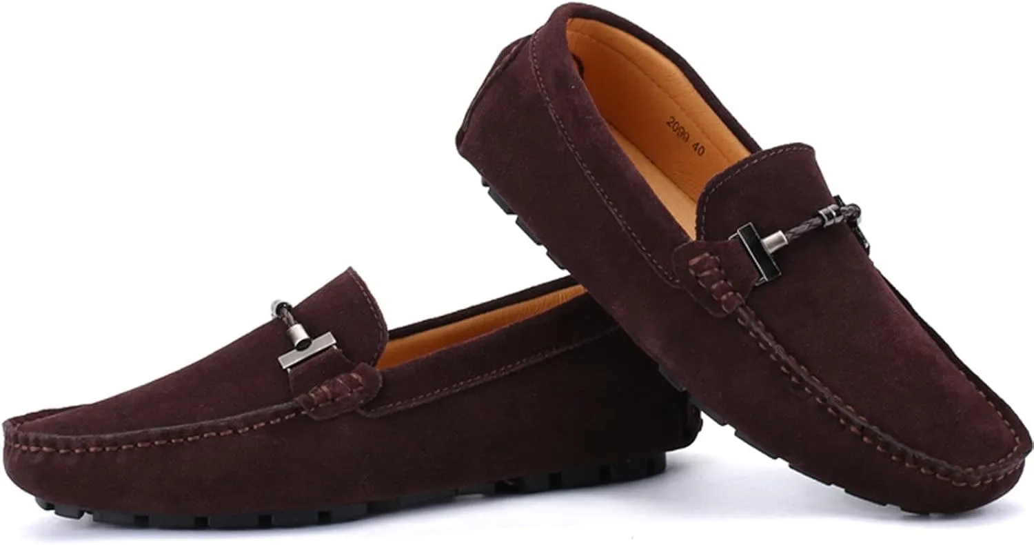 Men's Suede Leather Dress Loafers Slip On Casual Shoes Lightweight Soft Penny Loafers Driving Shoes Classic Moccasins