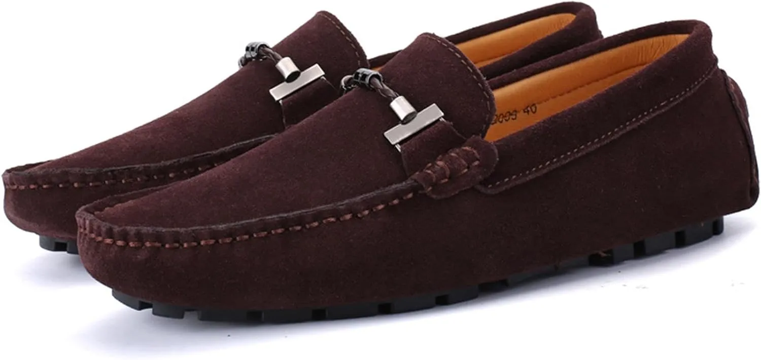 Men's Suede Leather Dress Loafers Slip On Casual Shoes Lightweight Soft Penny Loafers Driving Shoes Classic Moccasins