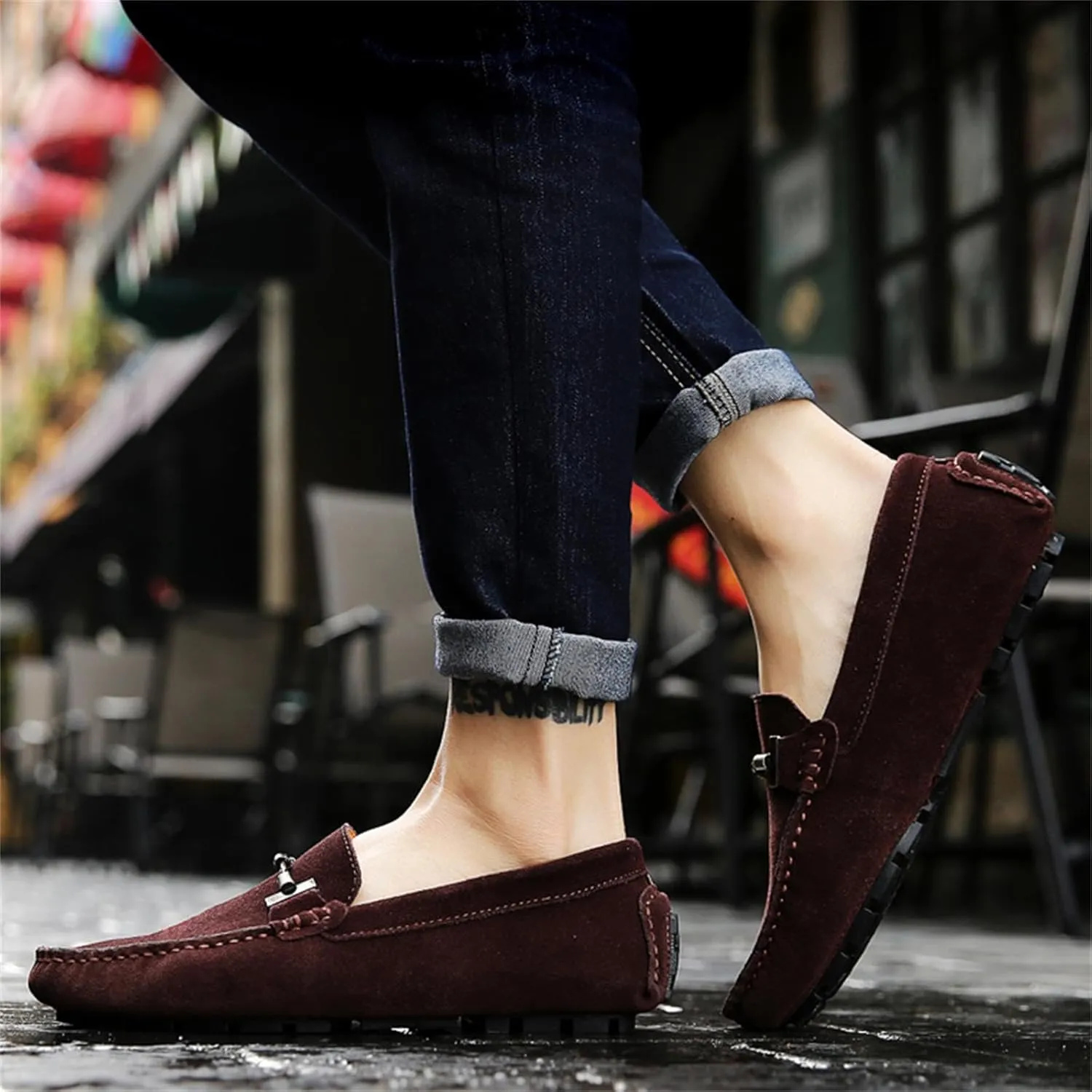 Men's Suede Leather Dress Loafers Slip On Casual Shoes Lightweight Soft Penny Loafers Driving Shoes Classic Moccasins