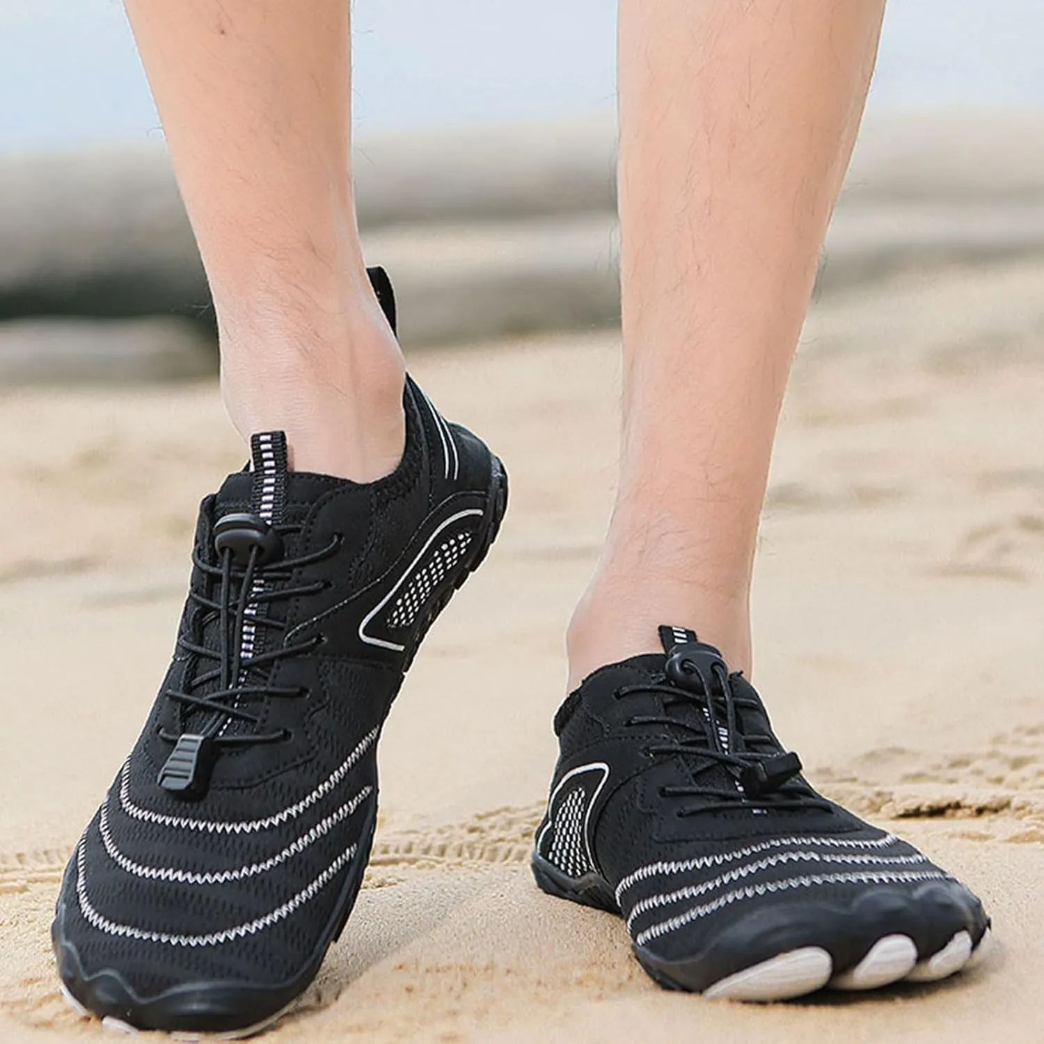 Mens Trail Running Barefoot Shoes, Wide Toe Box Minimalist Sneakers, Zero Drop Grounding Shoes with Copper, Soft Comfortable Grounded Footwear, Pro Water Travel, Non Slip Breathable Hike Men