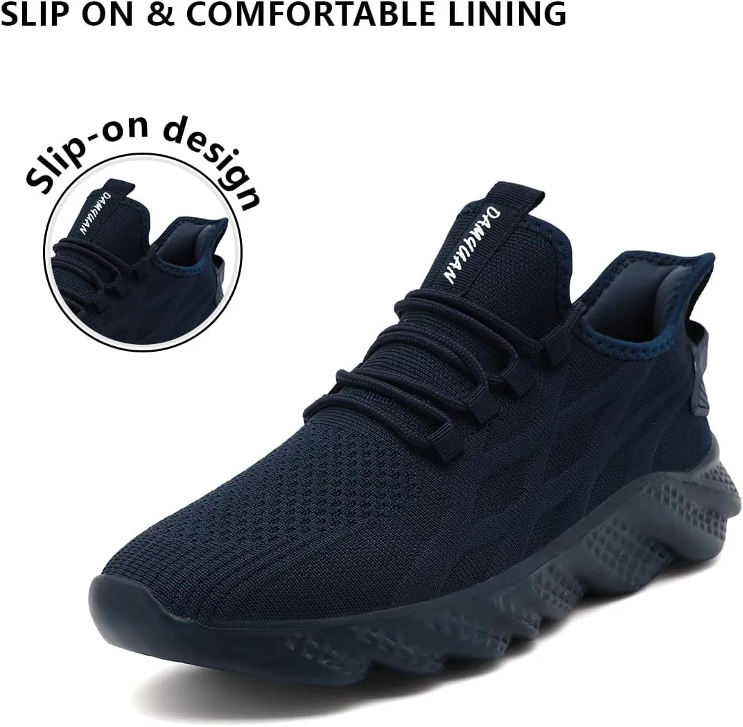 Mens Walking Shoes Running Trainers Sneakes Athletic Gym Fitness Sport Shoes Non Slip Breathable Mesh Comfortable Workout Fashion Slip On