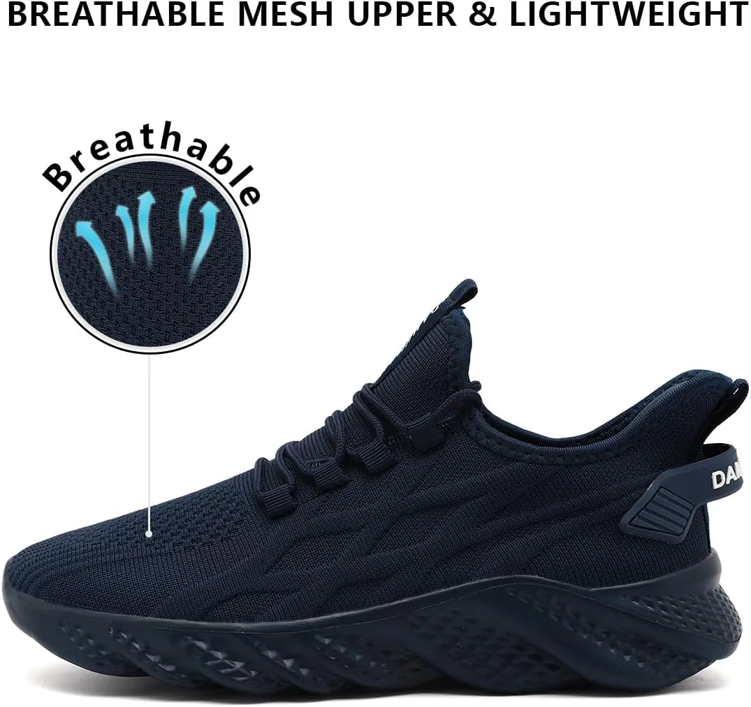 Mens Walking Shoes Running Trainers Sneakes Athletic Gym Fitness Sport Shoes Non Slip Breathable Mesh Comfortable Workout Fashion Slip On