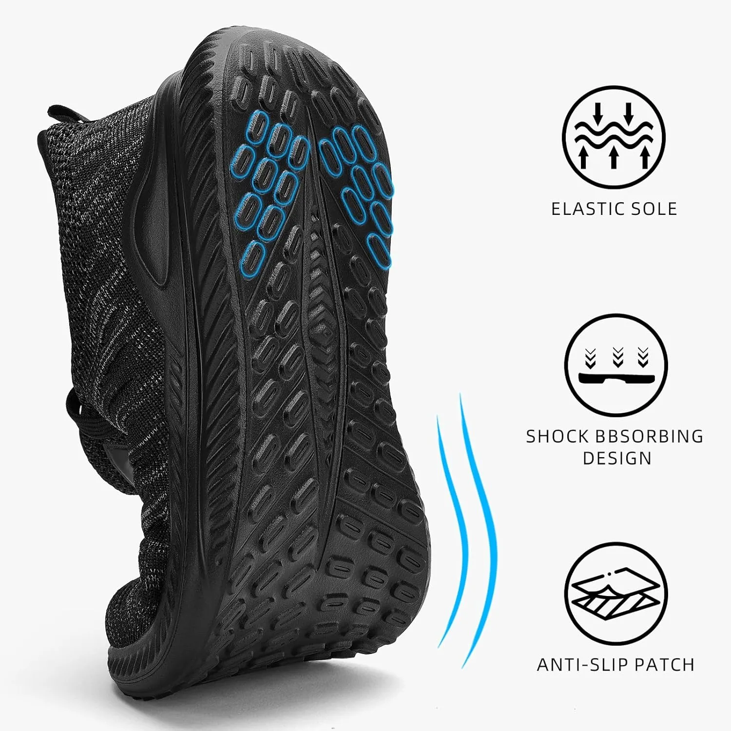 Mens Wide Sneakers - Slip On Memory Foam Walking Shoes Breathable Non Slip Tennis Running Shoe Ultra Lightweight Comfortable Workout Gym Jogging and Casual Sports
