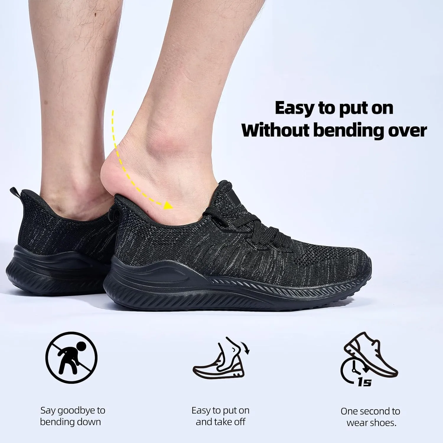 Mens Wide Sneakers - Slip On Memory Foam Walking Shoes Breathable Non Slip Tennis Running Shoe Ultra Lightweight Comfortable Workout Gym Jogging and Casual Sports