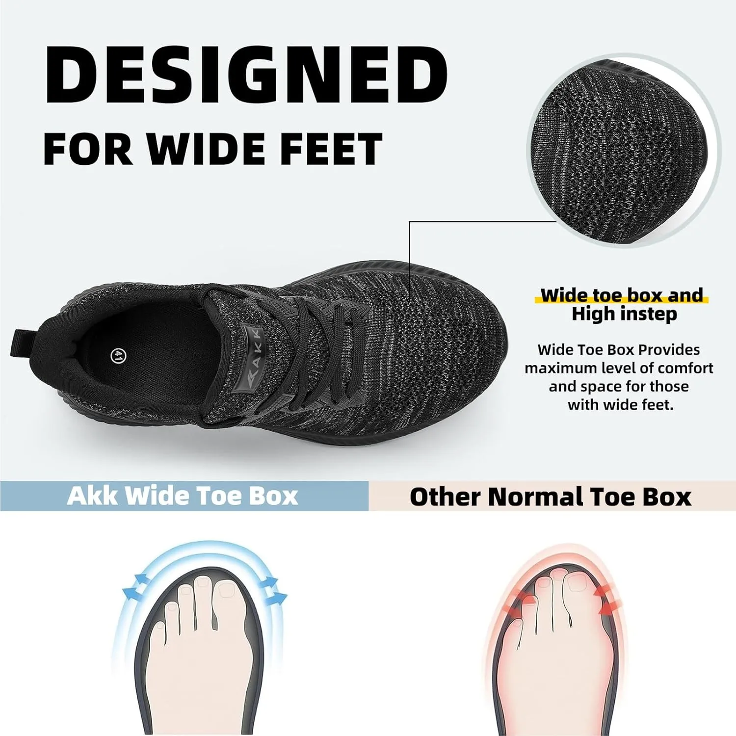 Mens Wide Sneakers - Slip On Memory Foam Walking Shoes Breathable Non Slip Tennis Running Shoe Ultra Lightweight Comfortable Workout Gym Jogging and Casual Sports