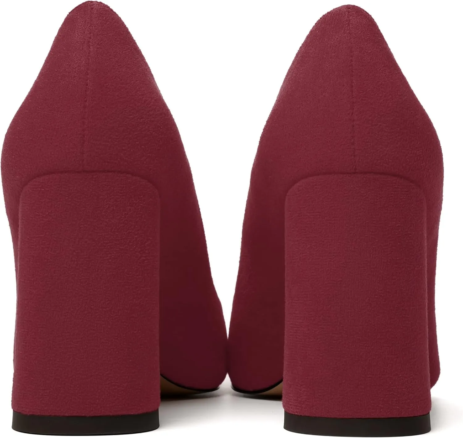 MERRORI Women's High Chunky Heels Block Suede Pointed Toe Office Slip On Dress Heel Pumps Shoes 3.3 Inch