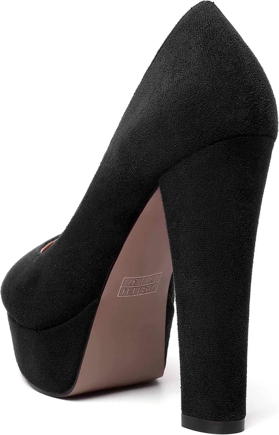 MERRORI Womens Round Toe Platform Party Suede Slip On Sexy Solid Chunky Super Super High Heel Pumps Shoes 5 Inch