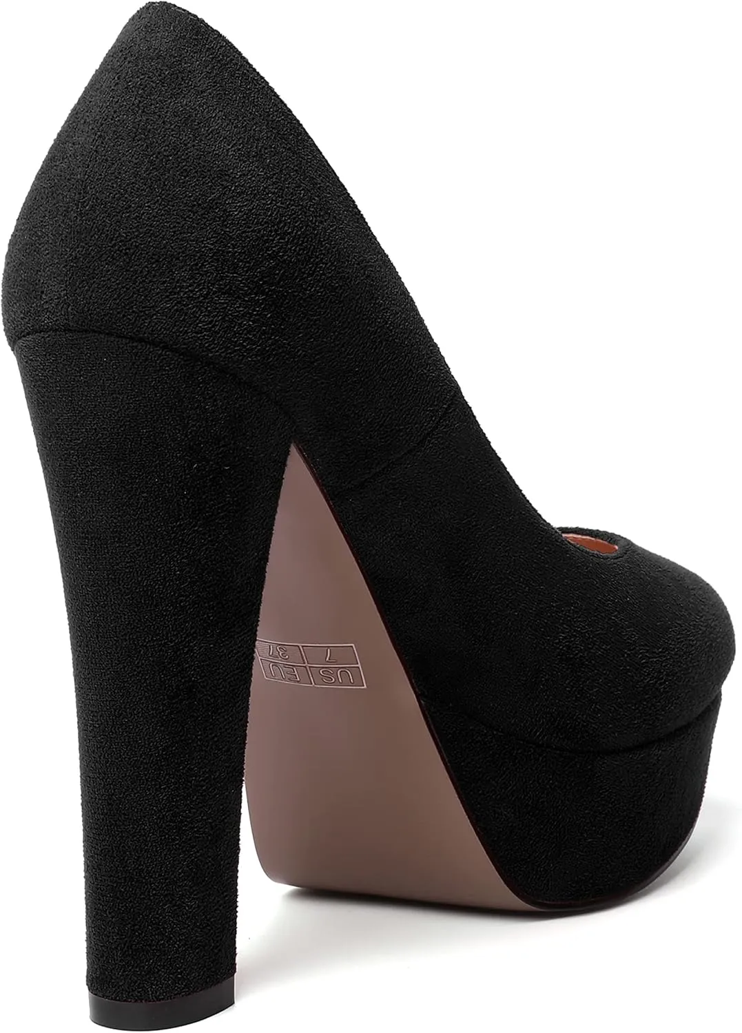 MERRORI Womens Round Toe Platform Party Suede Slip On Sexy Solid Chunky Super Super High Heel Pumps Shoes 5 Inch