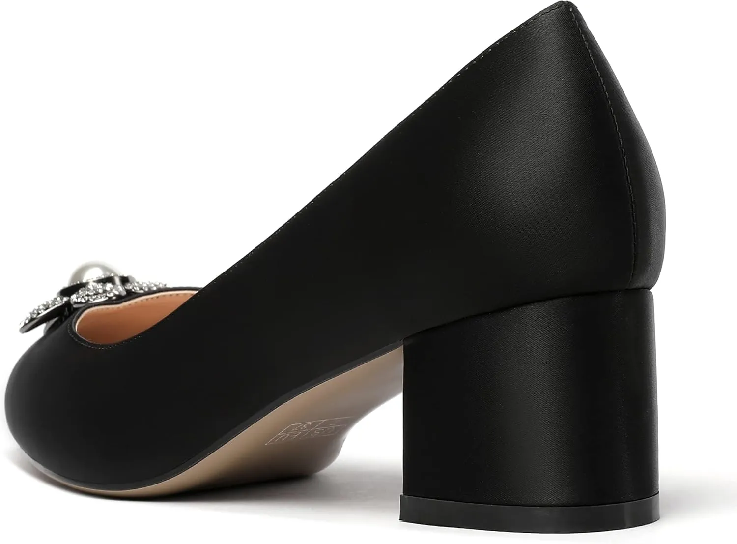 MERRORI Womens Simple Casual Slip On Solid Satin Pointed Toe Chunky Low Heel Pumps Shoes 1.5 Inch