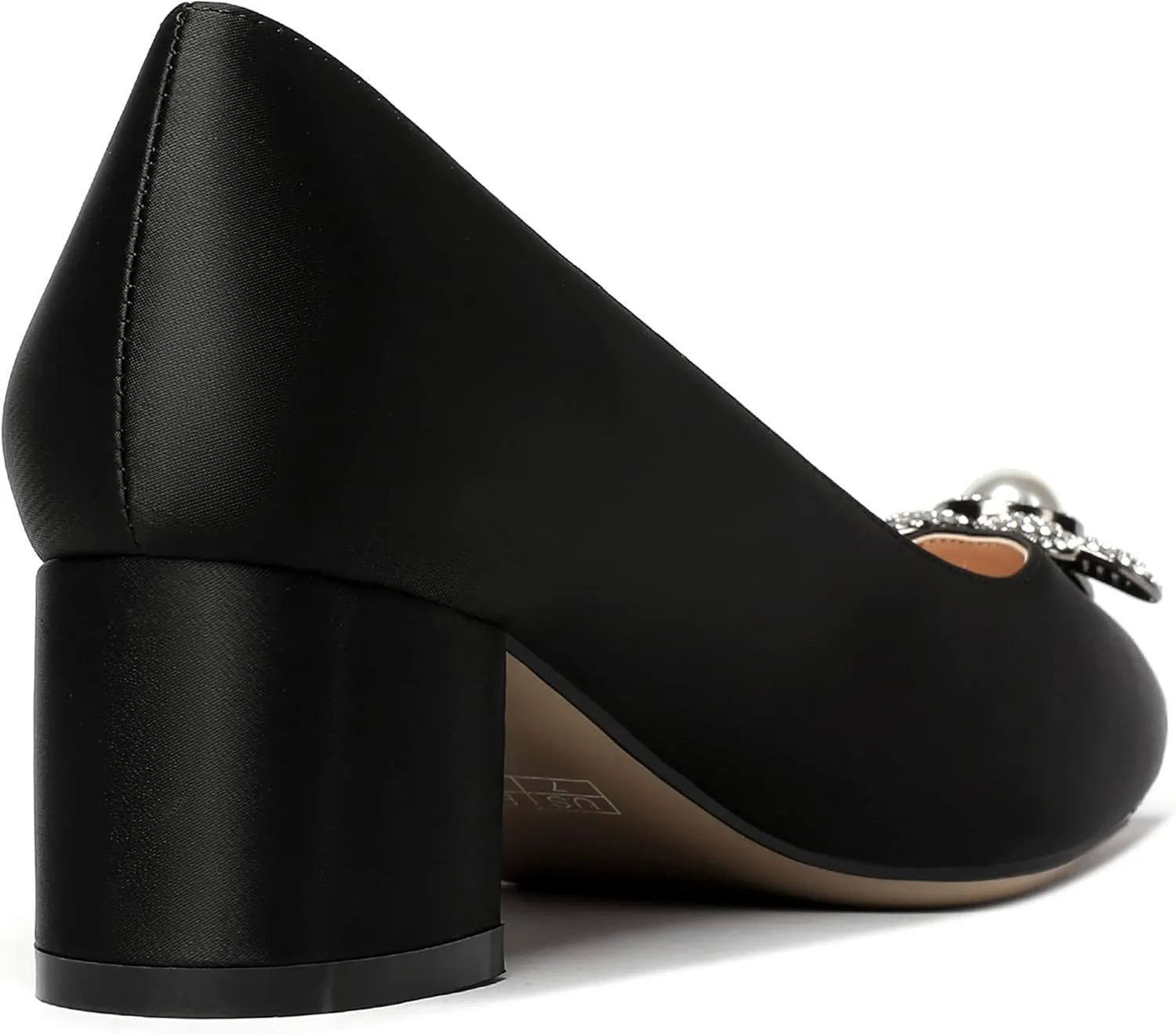 MERRORI Womens Simple Casual Slip On Solid Satin Pointed Toe Chunky Low Heel Pumps Shoes 1.5 Inch