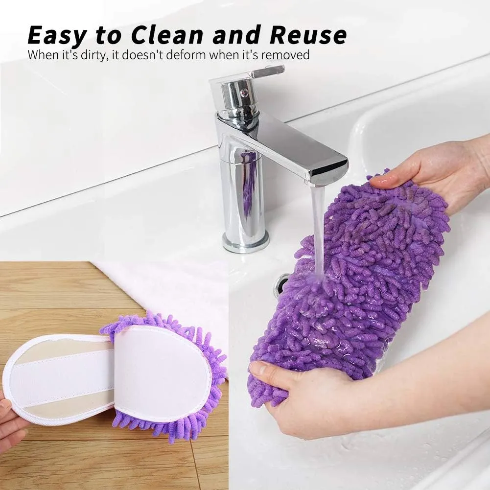 Microfiber Mop Cleaning House Slippers Detachable Mopping Shoes Cleaning Tool Fits Womens Size 5.5-8