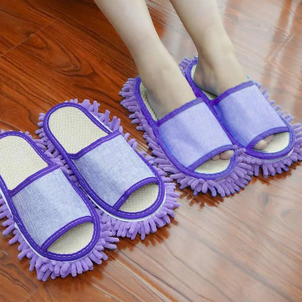 Microfiber Mop Cleaning House Slippers Detachable Mopping Shoes Cleaning Tool Fits Womens Size 5.5-8