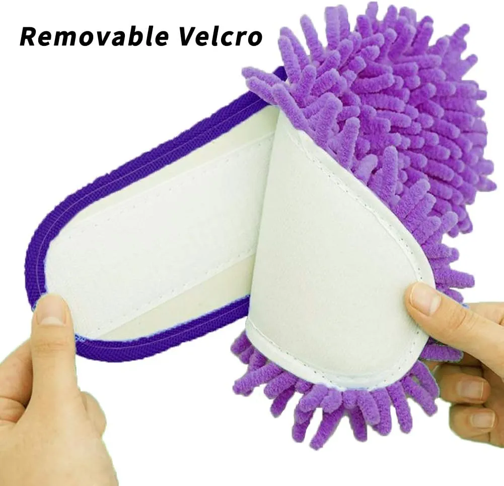 Microfiber Mop Cleaning House Slippers Detachable Mopping Shoes Cleaning Tool Fits Womens Size 5.5-8