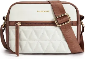 Missnine Small Crossbody Purse Women Quilted Crossbody Bags Soft Leather Shoulder Handbags with Adjustable Strap
