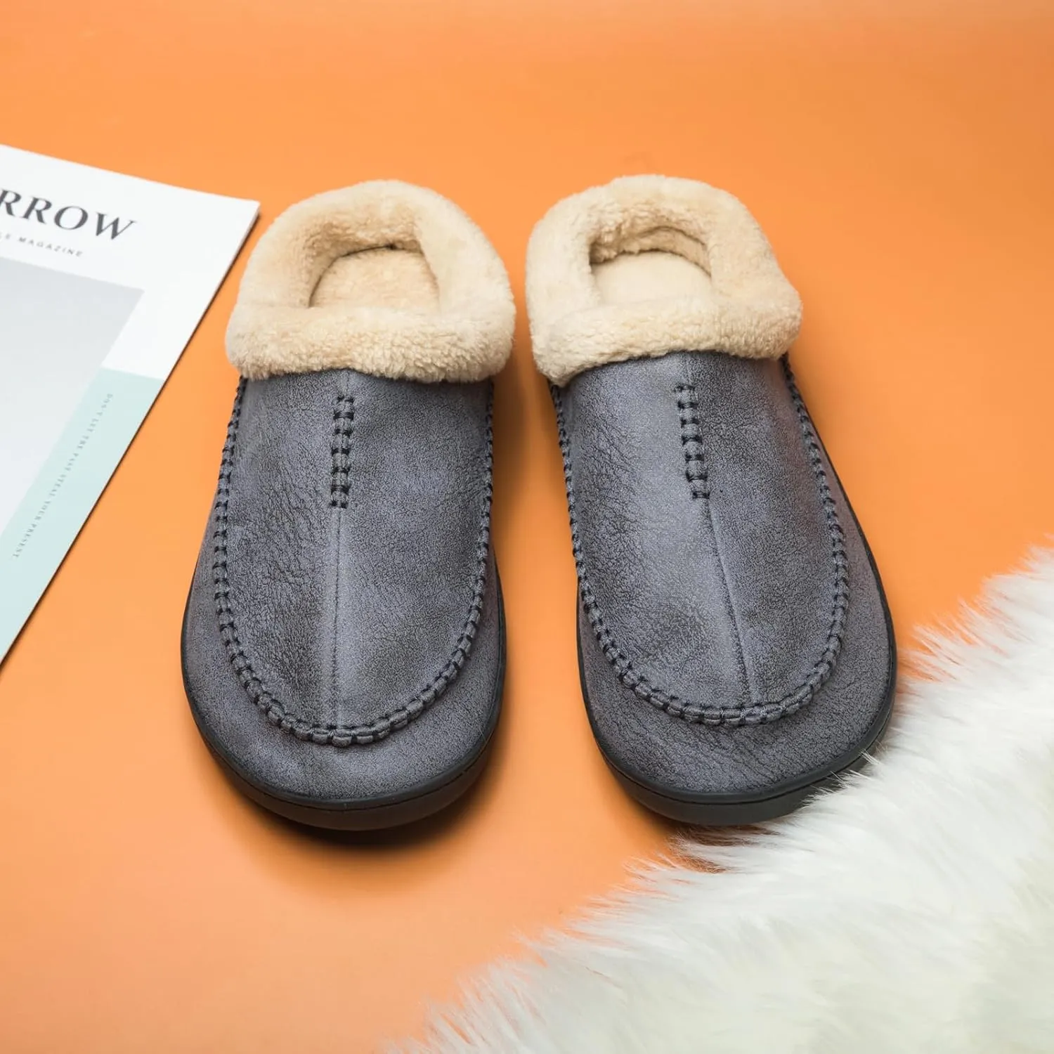 Moccasins for Men Memory Foam Slippers Men's House Shoes for Indoor Outdoor with Microsuede Fleece Fuzzy Lined