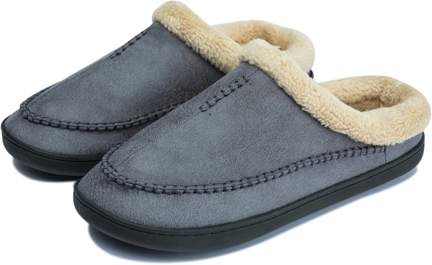 Moccasins for Men Memory Foam Slippers Men's House Shoes for Indoor Outdoor with Microsuede Fleece Fuzzy Lined