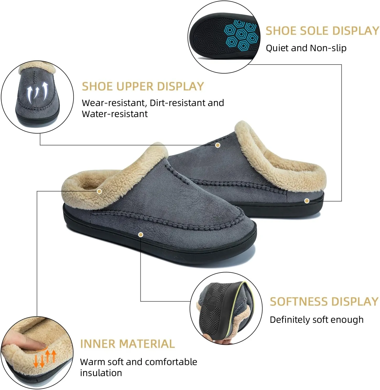 Moccasins for Men Memory Foam Slippers Men's House Shoes for Indoor Outdoor with Microsuede Fleece Fuzzy Lined
