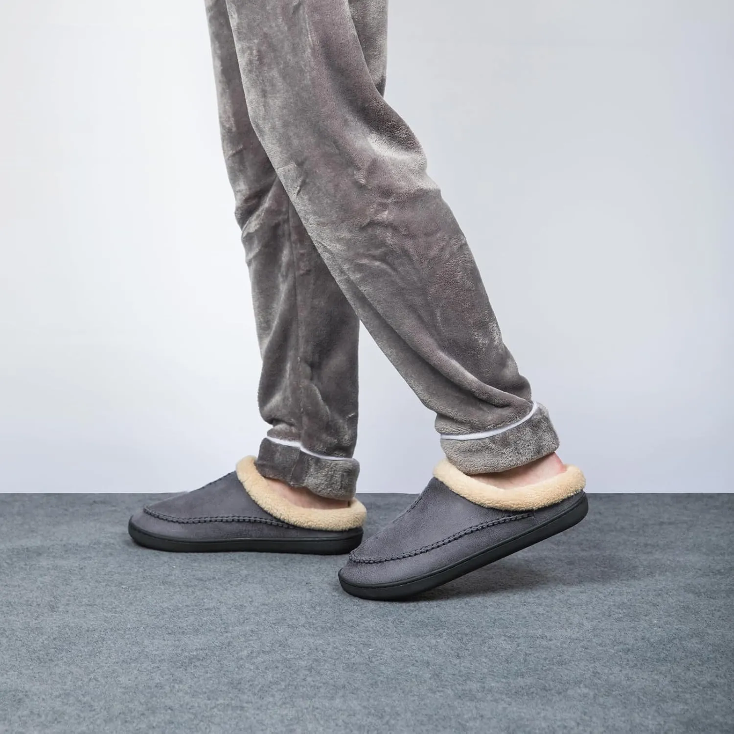 Moccasins for Men Memory Foam Slippers Men's House Shoes for Indoor Outdoor with Microsuede Fleece Fuzzy Lined