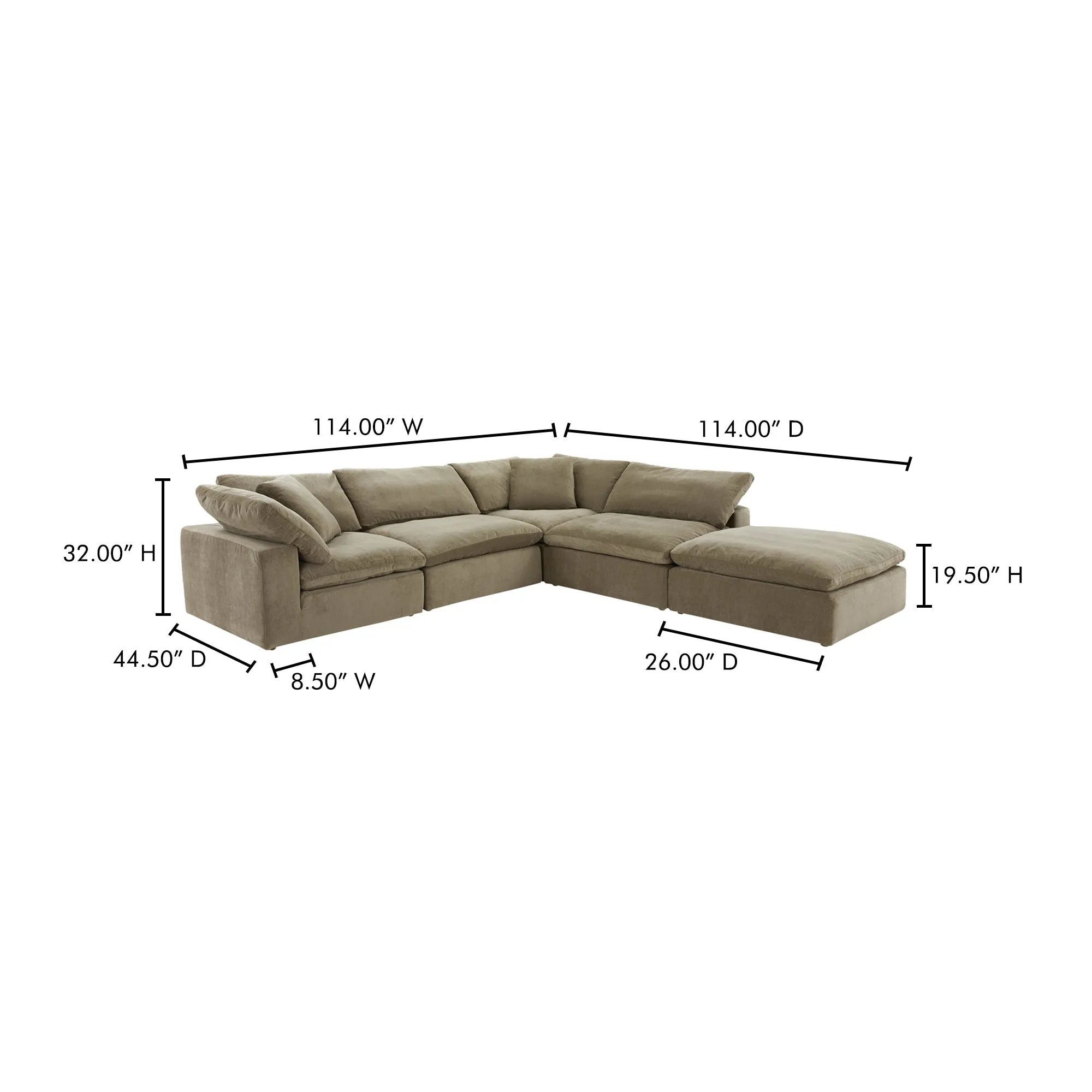 Moe's Home Collection Terra Dream Desert Sage Modular Sectional