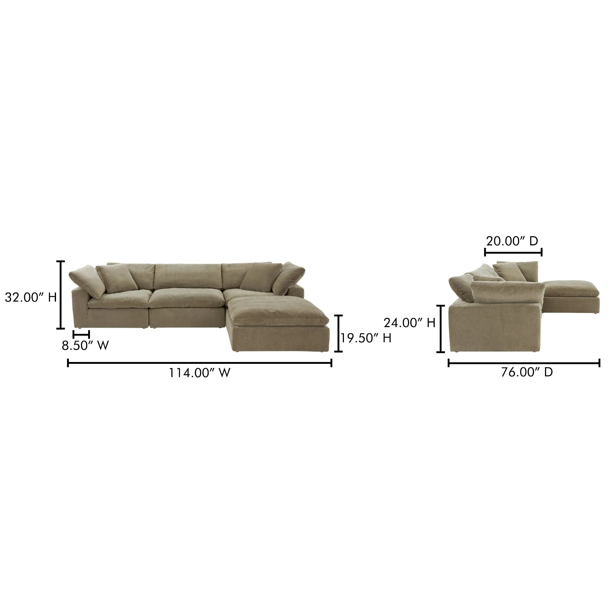 Moe's Home Collection Terra Lounge Desert Sage Modular Sectional