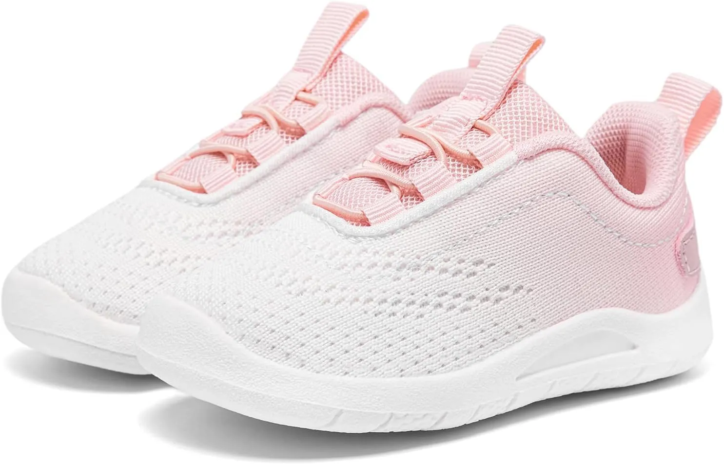MORENDL Toddler Slip On Sneakers Baby Walking Shoes Non-Slip Breathable Unisex Pink Mesh Lace-Up Athletic Sneakers Infant Running Shoes