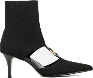 MOUSSE FIT Women's Slip-On Kitten Heel Boots - Breathable Mesh Ankle Booties for Comfortable Wear