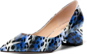 MOVINSTEPS Womens Pointed Toe Slip On Dress Dating Chunky Low Heel Pumps Shoes 2 Inch