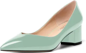 MOVINSTEPS Womens Pointed Toe Slip On Dress Dating Chunky Low Heel Pumps Shoes 2 Inch