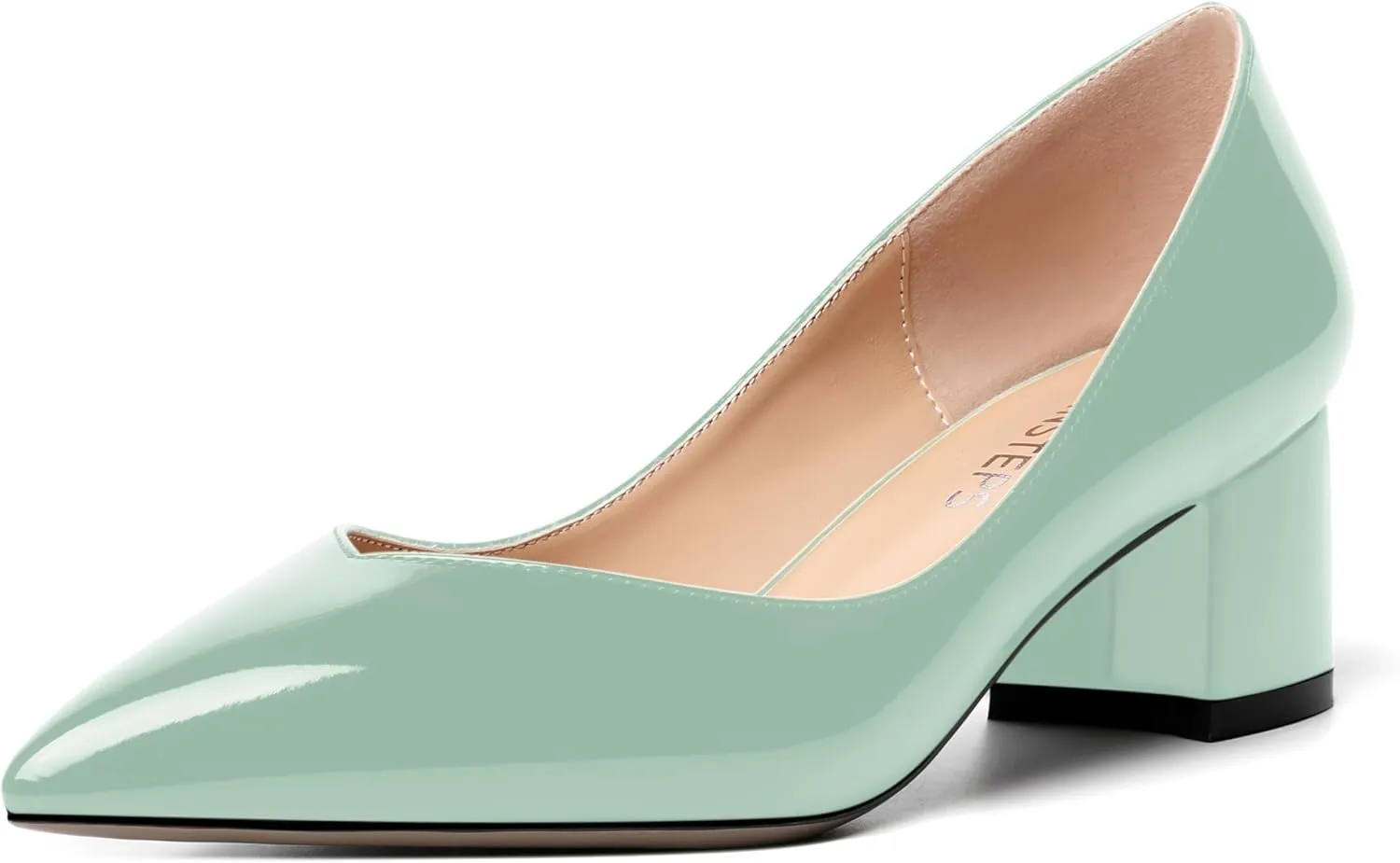 MOVINSTEPS Womens Pointed Toe Slip On Dress Dating Chunky Low Heel Pumps Shoes 2 Inch