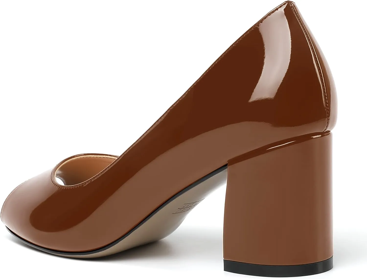 MOVINSTEPS Womens Slip On Dating Peep Toe Dress Patent Block Mid Heel Pumps Shoes 2.5 Inch