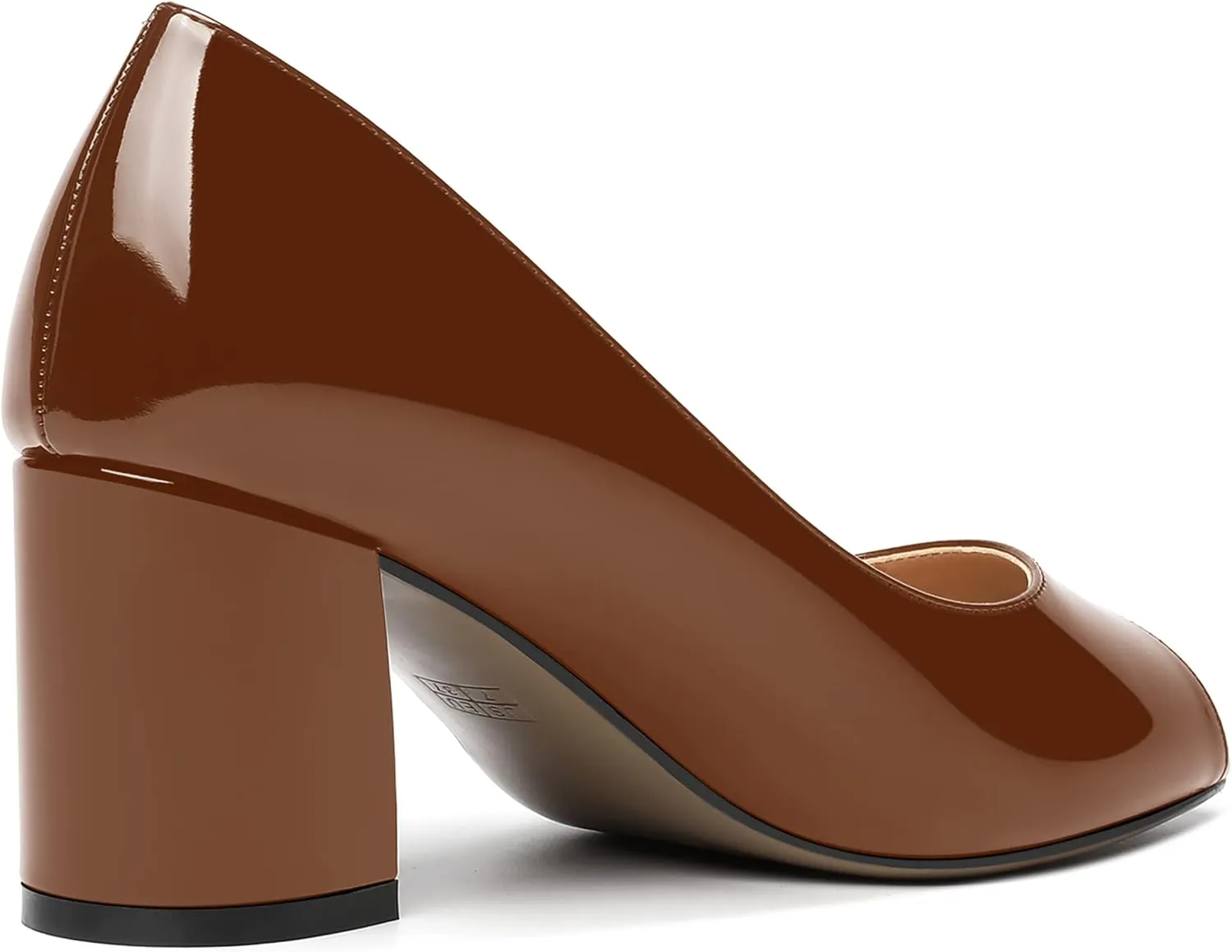 MOVINSTEPS Womens Slip On Dating Peep Toe Dress Patent Block Mid Heel Pumps Shoes 2.5 Inch