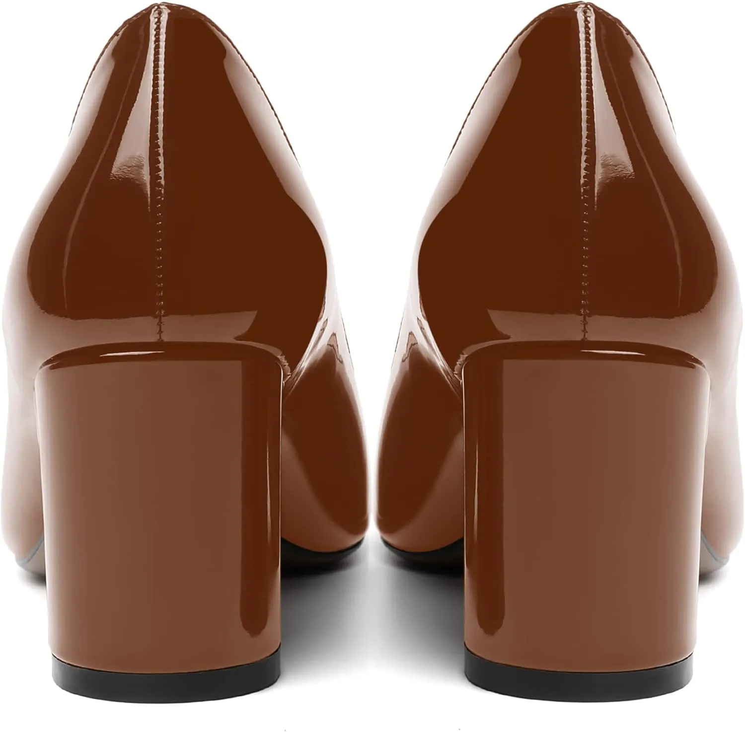 MOVINSTEPS Womens Slip On Dating Peep Toe Dress Patent Block Mid Heel Pumps Shoes 2.5 Inch